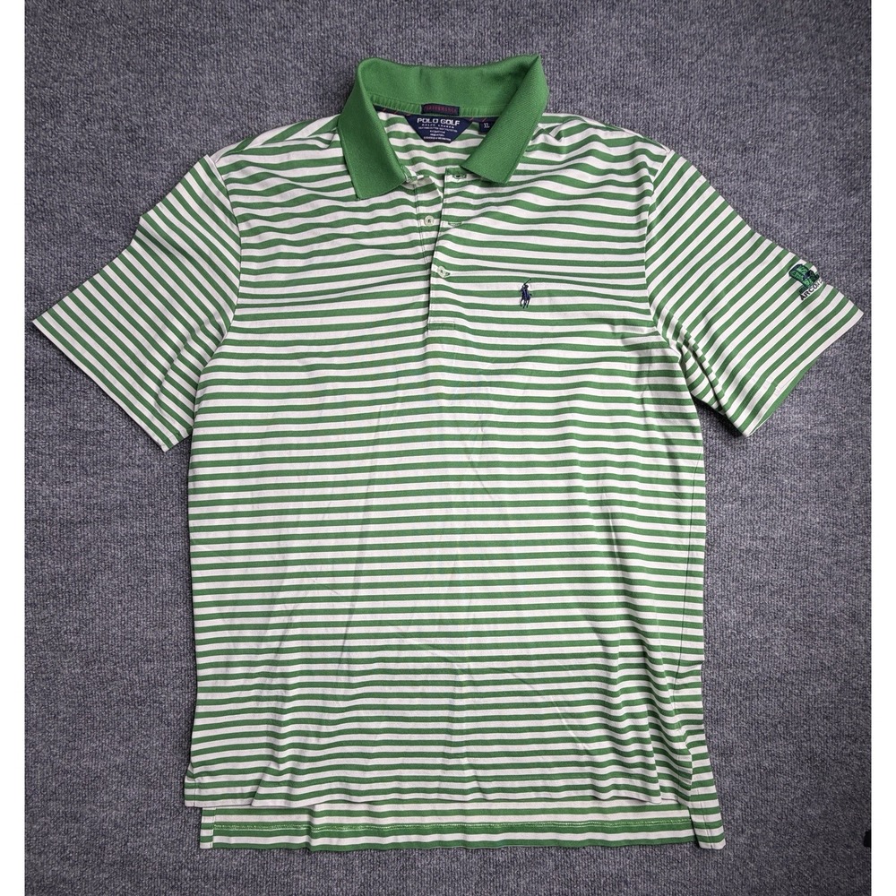 Polo‎ Golf Ralph Lauren Green and White Striped Pony Men's Size XL Performance